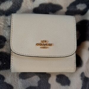 Coach Off-White Leather Wallet with Gold Accents
